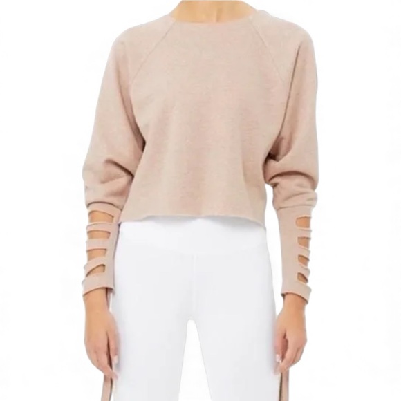 ALO Yoga Beige tribe long Sleeve Cut-Out top - Picture 3 of 9